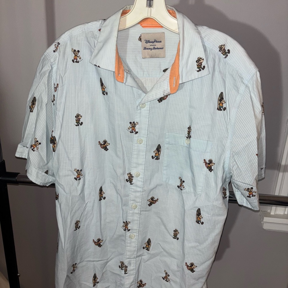 Men’s Light Blue Mickey Mouse Patterned Casual Shirt